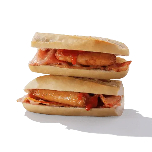 Greggs Breakfast Menu 13 Bacon and Sausage Breakfast Baguette